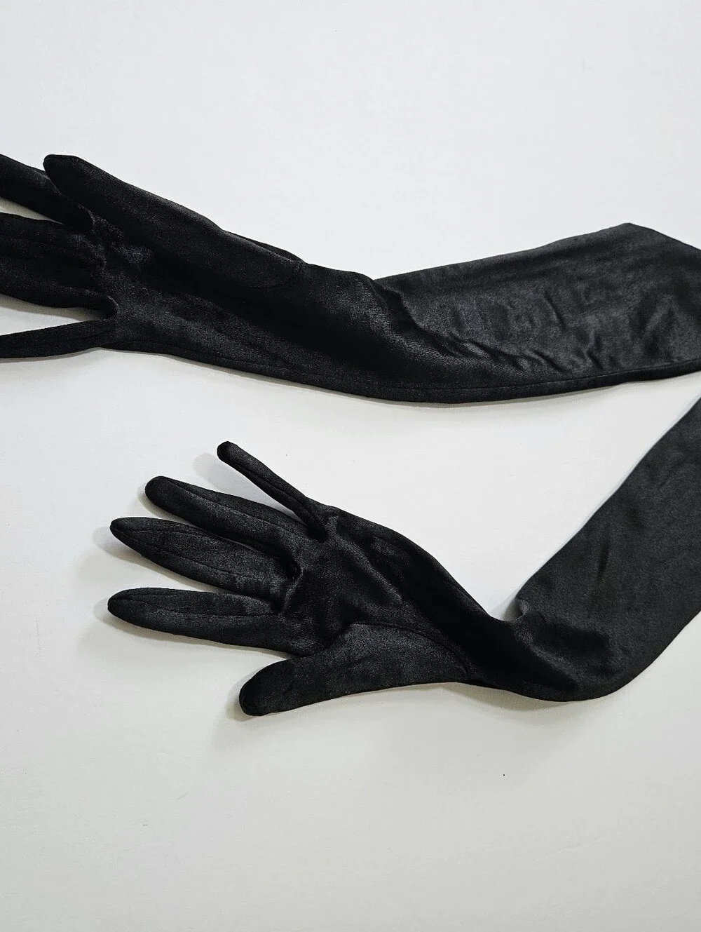 Black Satin Opera Gloves